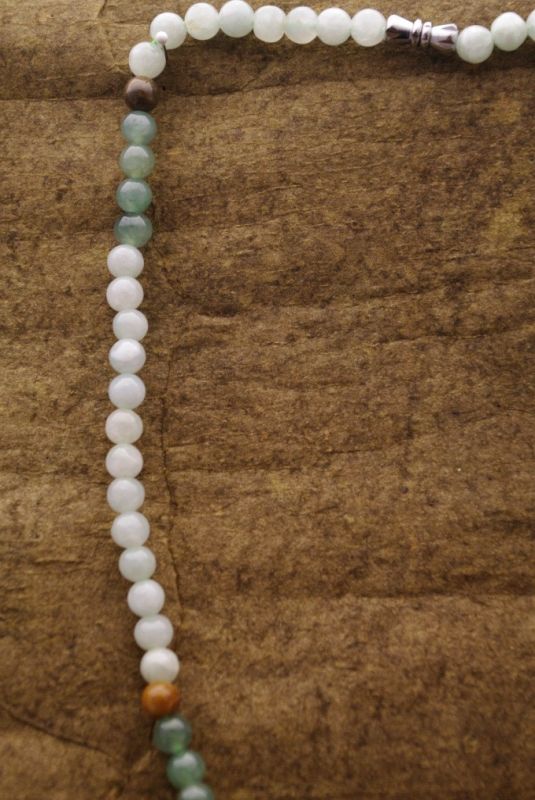 Collares en Perlas de Jade 80 Perla Verde Marrón y Blanco 4