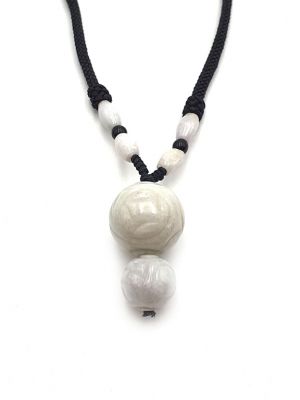 Collier avec son Pendentif en Jade Double perles de jade
