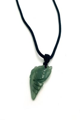 Collier avec son Pendentif en Jade Poisson - Vert foncé