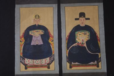 Couple d'ancêtres chinois Empereur de Chine Bleu Marine