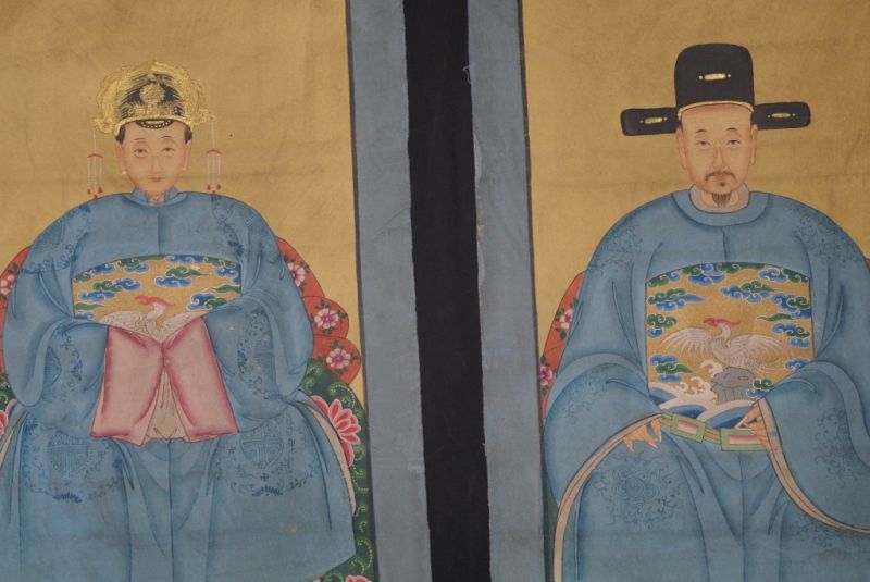 Couple d'ancêtres chinois Peinture Chinoise Bleu Ciel 2