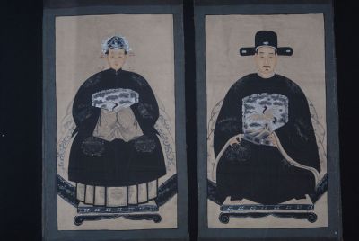 Couple d'ancêtres chinois Peinture Chinoise Morderne Couple d'ancêtres chinois Peinture Chinoise Morderne