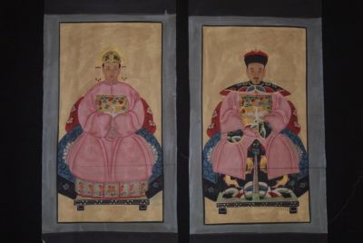 Couple d'ancêtres chinois Peinture Chinoise Rose Couple d'ancêtres chinois Peinture Chinoise Rose