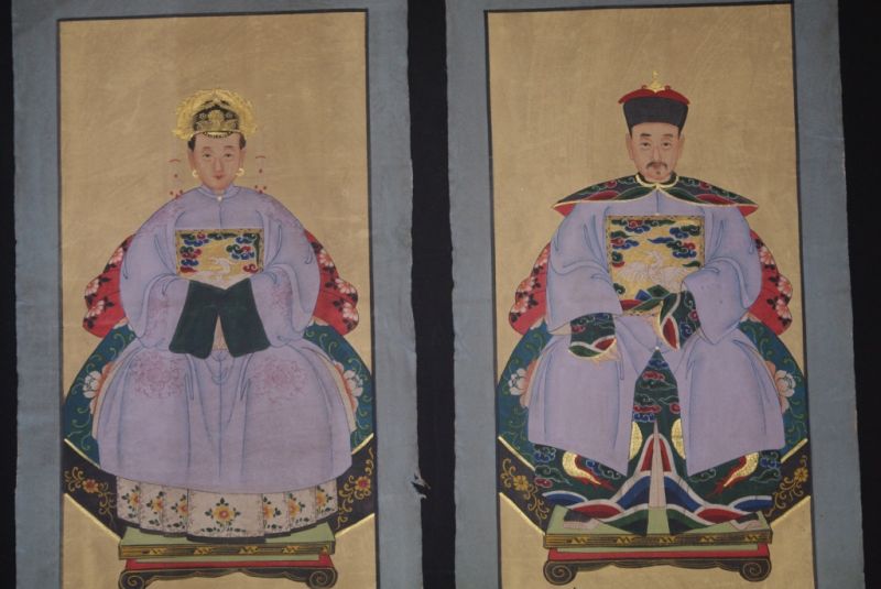 Couple d'ancêtres chinois Peinture Chinoise Violet 2