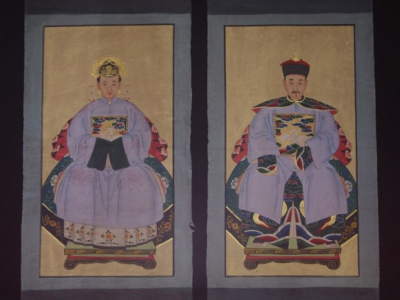 Couple d'ancêtres chinois Peinture Chinoise Violet