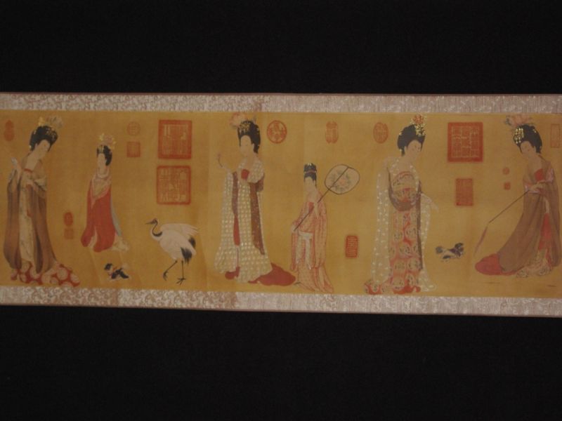 Court Ladies Wearing Flowered Headdresses Painting 1