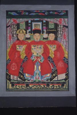 Dignitaires chinois 3 personnes Dynastie Qing Dignitaires chinois 3 personnes Dynastie Qing