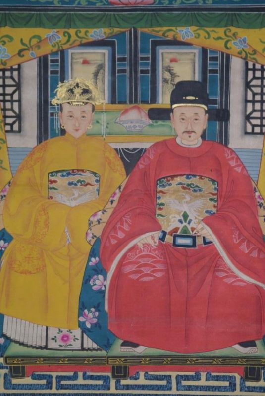 Dignitaries family from China 2 people Qing Dynasty 2