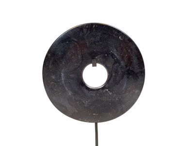 Disque Bi en Jade des montages - Pierre du Mont Lushan - Noir - 15cm