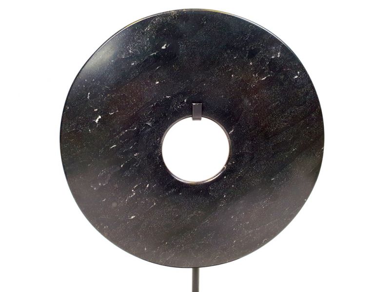 Disque Bi en Jade des montages - Pierre du Mont Lushan - Noir 20cm 1