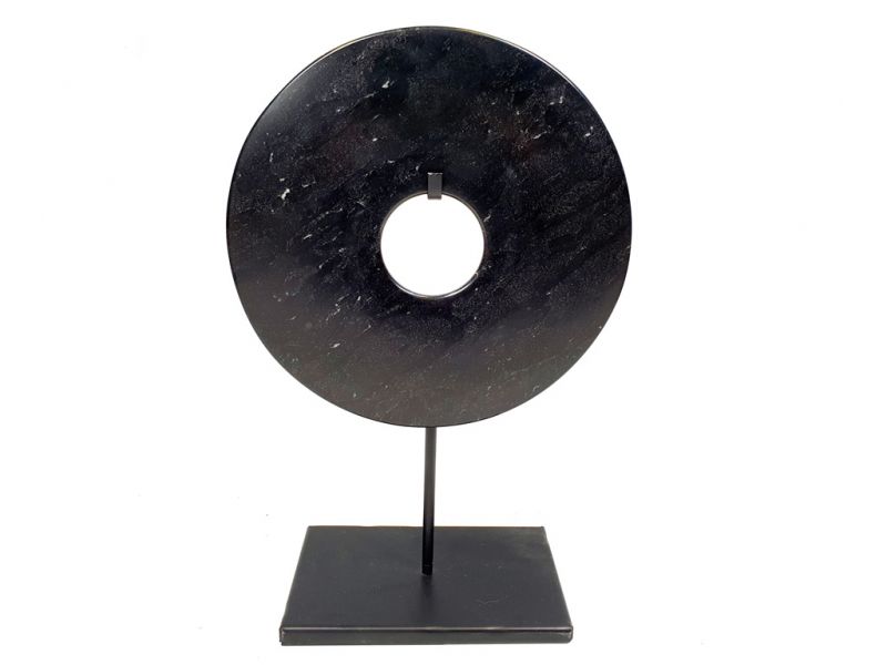 Disque Bi en Jade des montages - Pierre du Mont Lushan - Noir 20cm 2