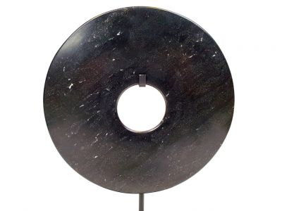 Disque Bi en Jade des montages - Pierre du Mont Lushan - Noir 20cm