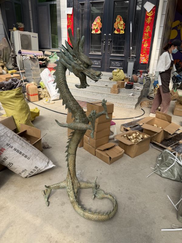 Dragon Impérial en bronze patiné – Sculpture monumentale 120cm