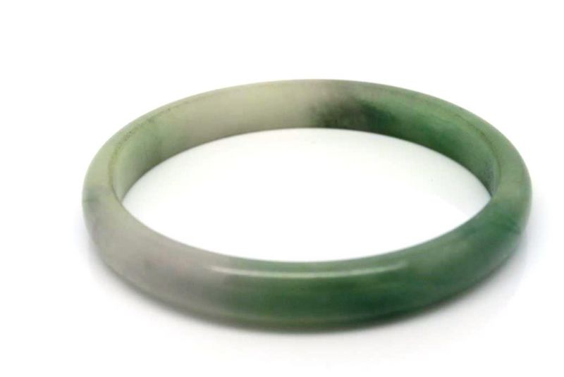 Dünnen Jade Armreif Weiss und Grün 2