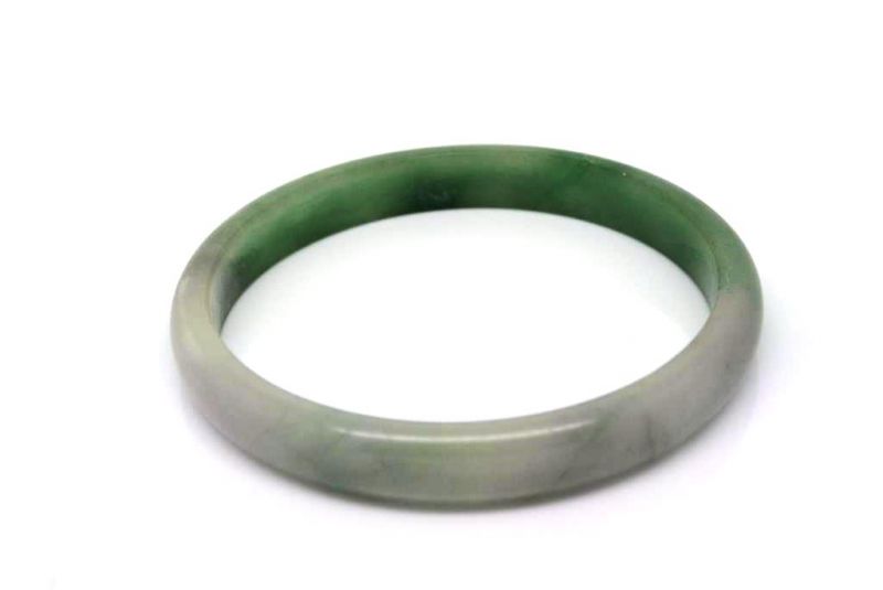 Dünnen Jade Armreif Weiss und Grün 3