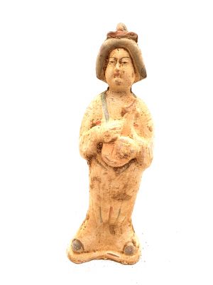 Dynastie chinoise Tang - Terre cuite - Statue Fat Lady - Cithare