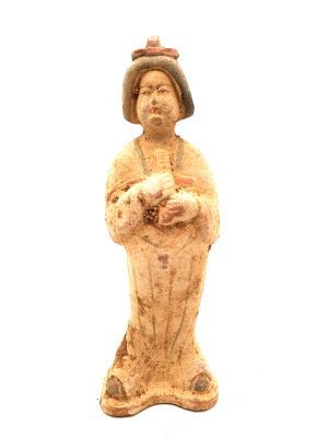Dynastie chinoise Tang - Terre cuite - Statue Fat Lady - flûte traversière