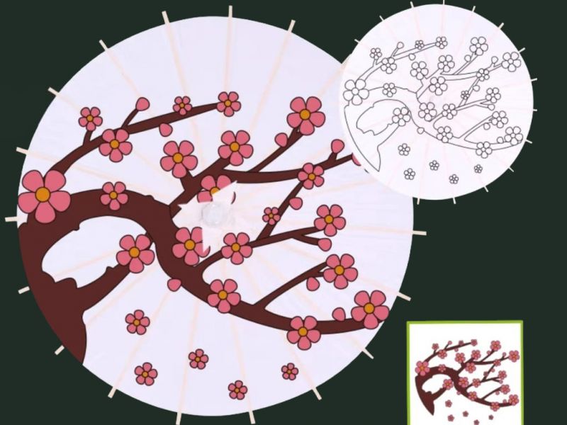 El paraguas para pintar- Child - DIY - Cherry tree 1