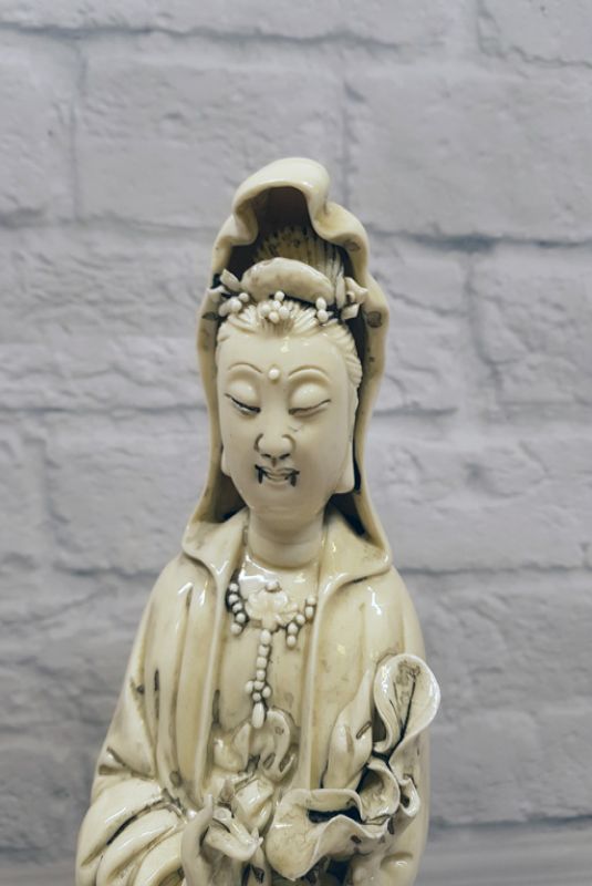 Estatua China Blanca - Porcelana Dehua - Diosa de pie 2