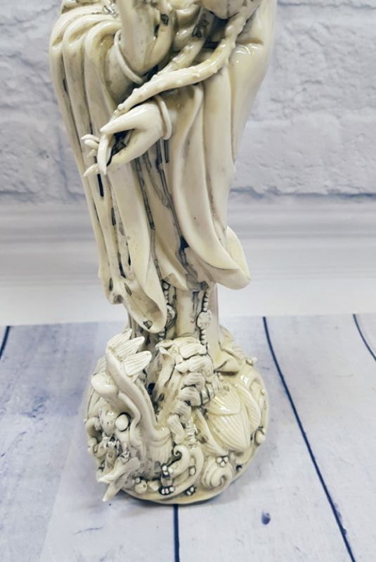 Estatua China Blanca - Porcelana Dehua - Diosa de pie 3