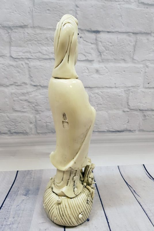 Estatua China Blanca - Porcelana Dehua - Diosa de pie 4