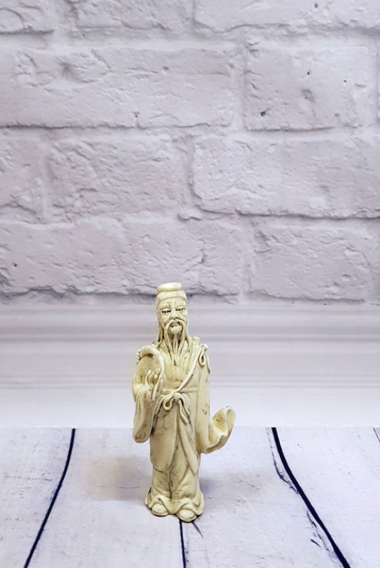 Estatua China Blanca - Porcelana Dehua - Hombre viejo 1