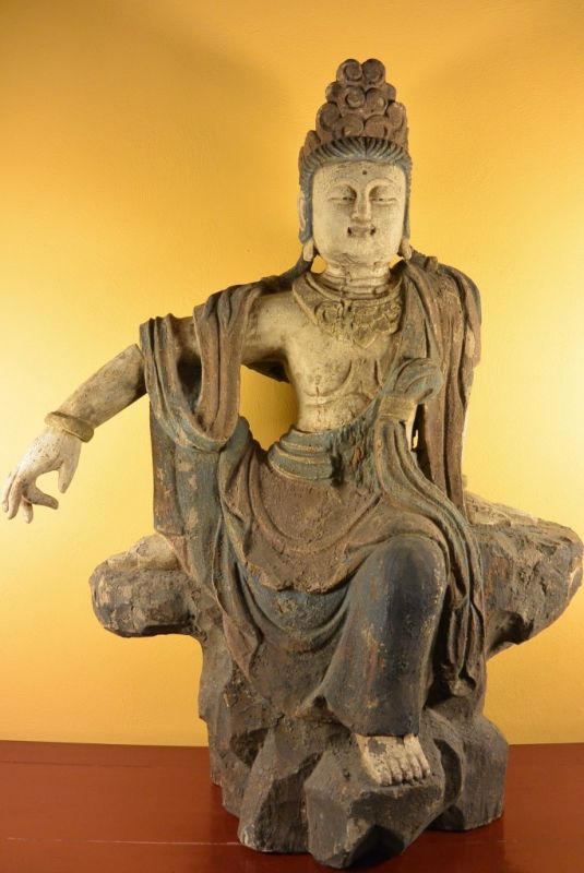 Estatua China de Madera Bodhisattva Vajrayāna 1