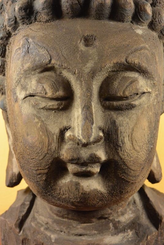Estatua China de Madera Gran Cabeza de Buda 2