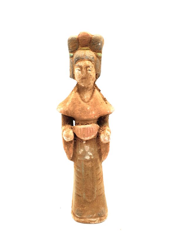 Estatua china - Terracota - Dama de la corte Tang - Flauta de pan 1