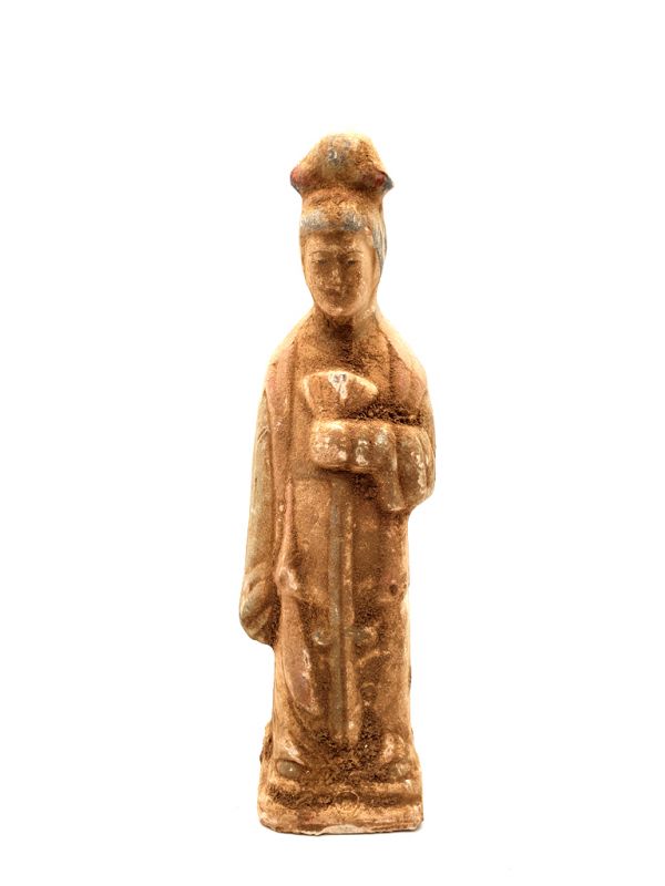 Estatua china - Terracota - Dama de la corte Tang - Ventilador 1