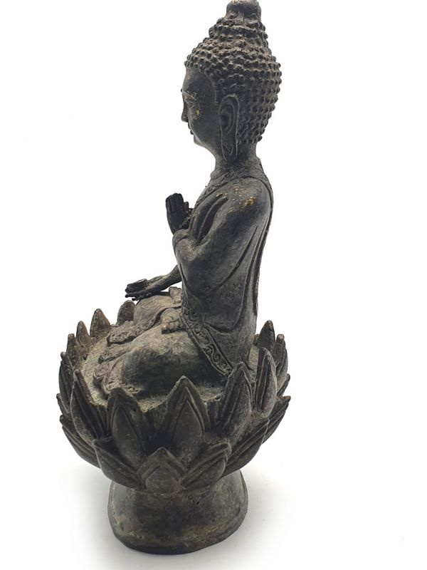 Estatua de bronce Buda en una flor de loto 5