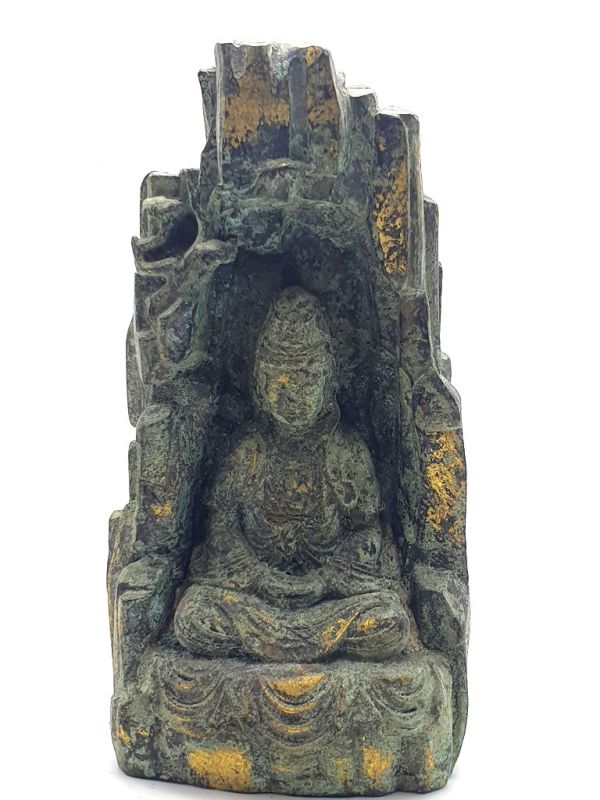 Estatua de bronce Diosa Guanyin bajo la roca 1