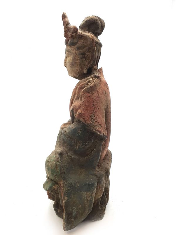 Estatua de madera de Asia Diosa china 4