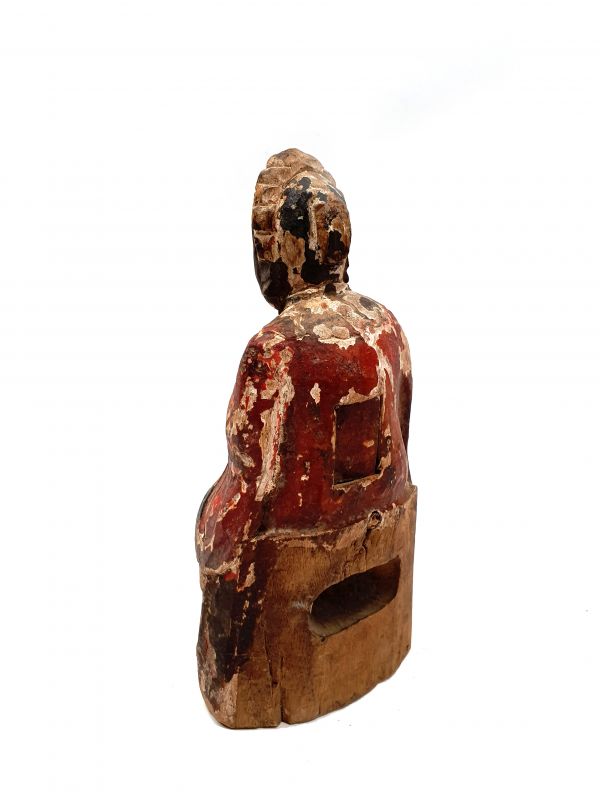 Estatua votiva china antigua - Dinastía de Qing - Anciana - policroma 4