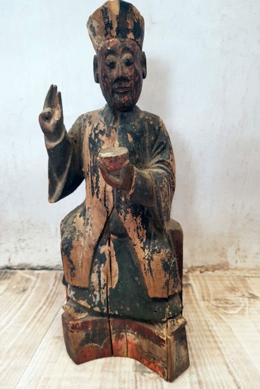 Estatua votiva china antigua - Dinastía de Qing - Monje chino 1