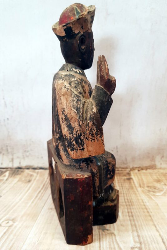 Estatua votiva china antigua - Dinastía de Qing - Monje chino 2