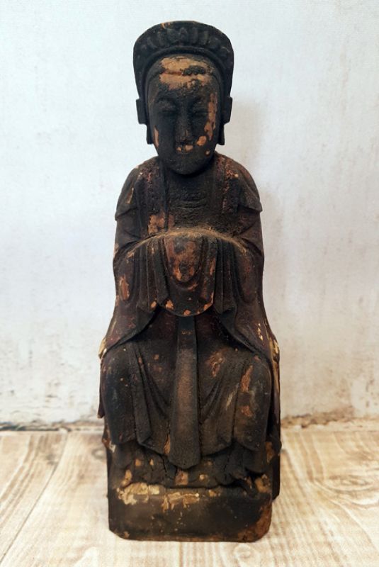 Estatua votiva china antigua - Dinastía de Qing - Pareja de ancestros 1 1