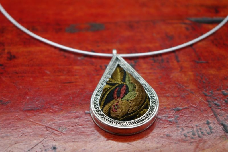 Ethnic Necklace Embroidery Pendant water drop 1