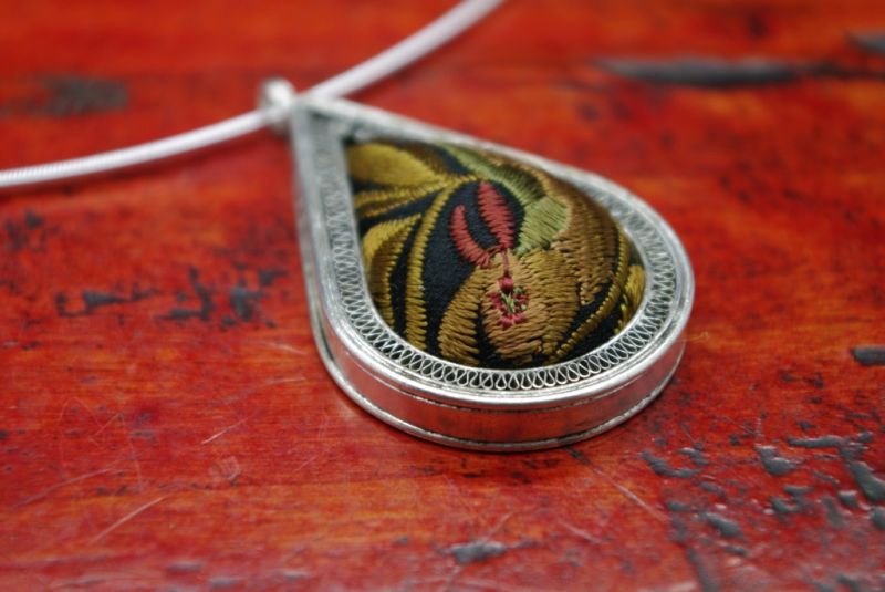 Ethnic Necklace Embroidery Pendant water drop 4