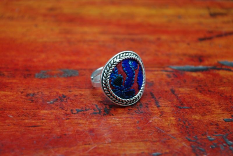 Ethnic Ring Embroidery Round red and Blue 1