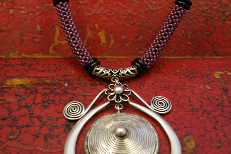 Ethnische Anhänger Amethyst Spirale 2