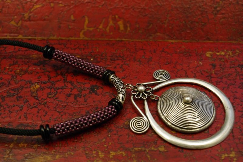 Ethnische Anhänger Amethyst Spirale 3