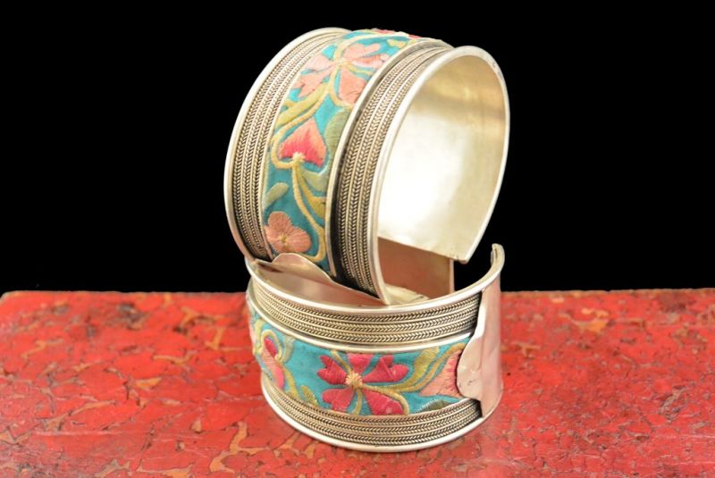 Ethnische Armbänder Stoff mit Blumen 5