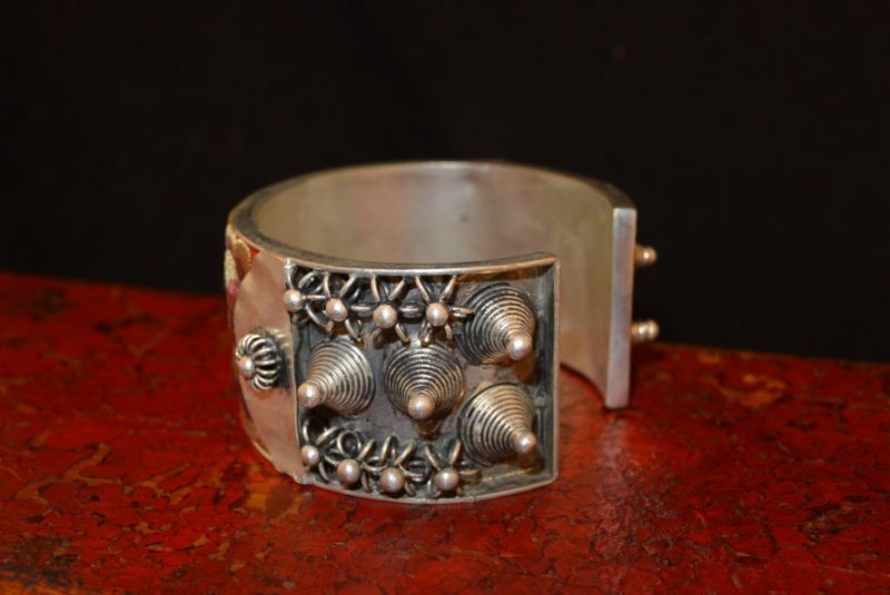 Ethnische Armbänder Stoff mit Blumen Rot 5
