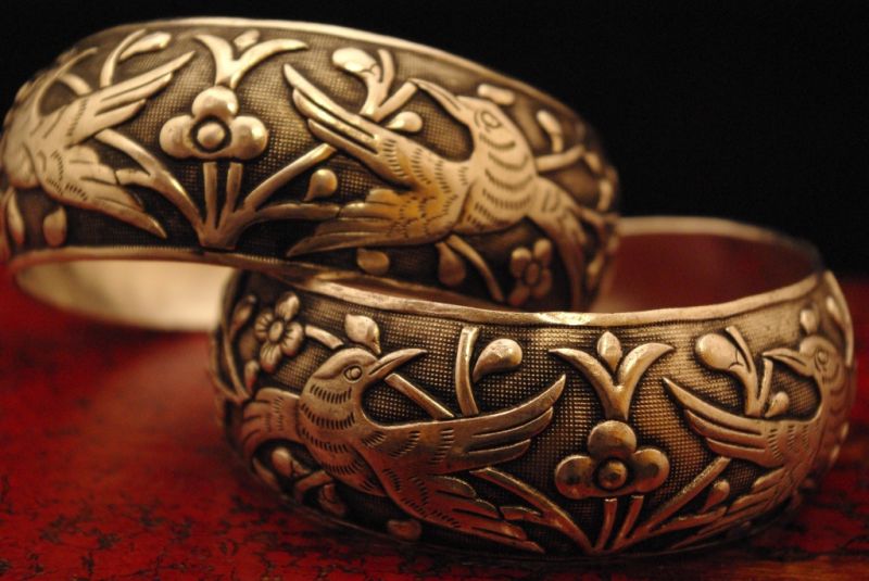 Ethnische Armbänder Vögel graviert 2