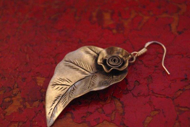 Ethnische Ohrringe Blume und Blatt 3