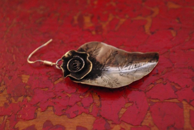 Ethnische Ohrringe Blume und Blatt 4