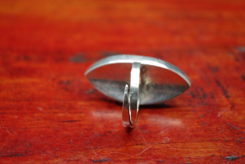 Ethnische Stickerei Ring Oval Blau 4