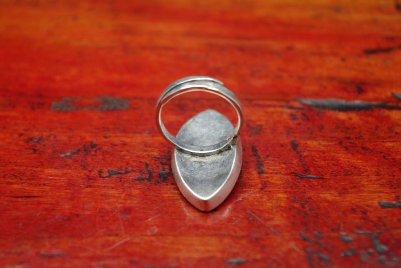 Ethnische Stickerei Ring Oval Blau 5