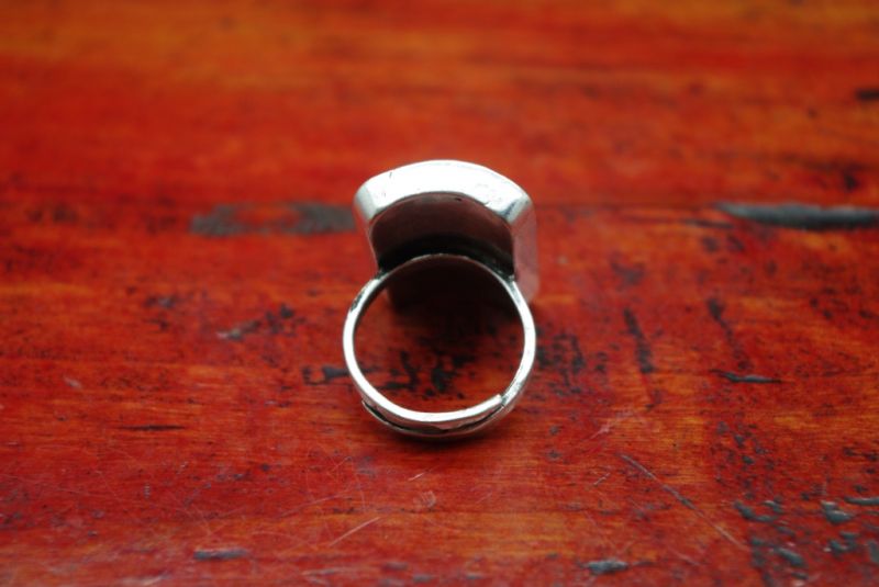 Ethnische Stickerei Ring Rechteck Blau 5